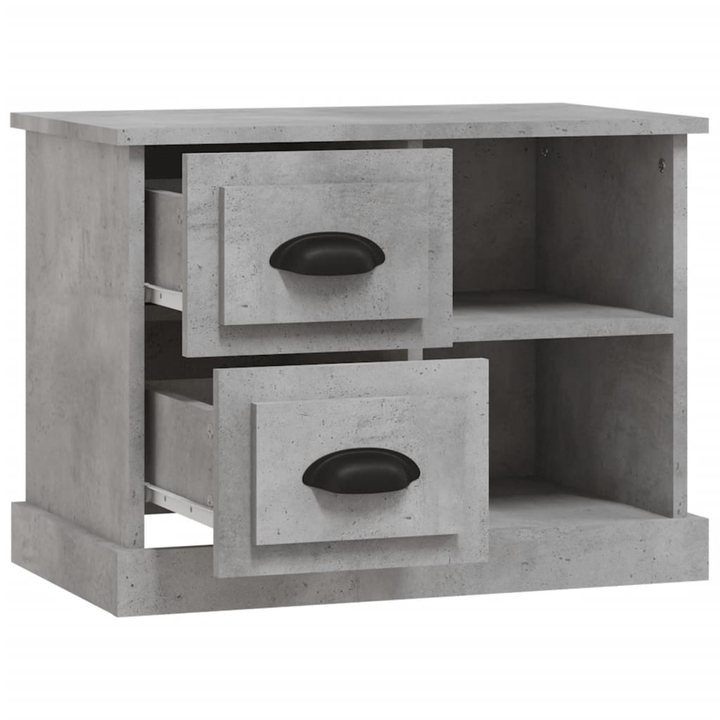 Concrete Grey Bedside Cabinet - Modern Design, 60x35.5x45 cm