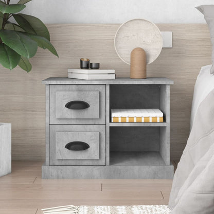 Concrete Grey Bedside Cabinet - Modern Design, 60x35.5x45 cm