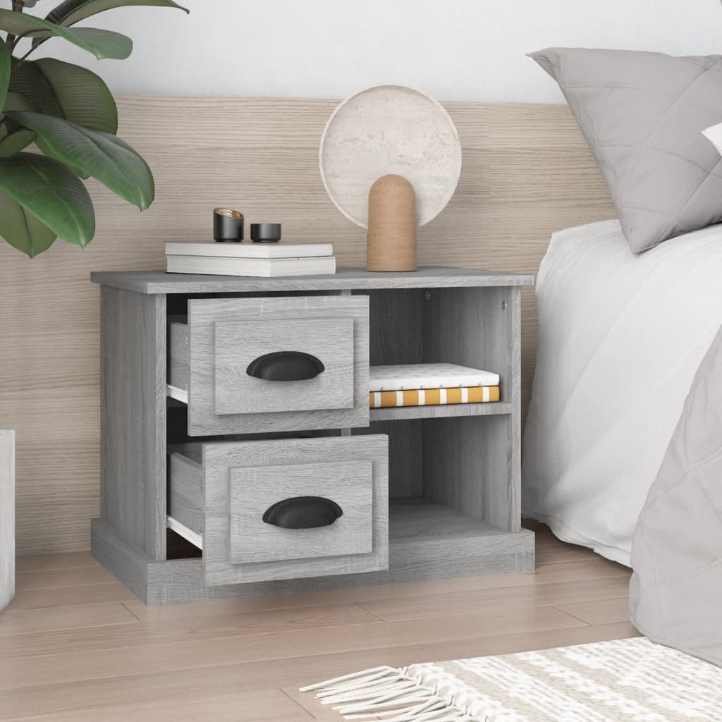 Grey Sonoma Bedside Cabinet - 60x35.5x45 cm, Elegant Wood Finish