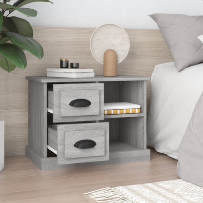 Grey Sonoma Bedside Cabinet - 60x35.5x45 cm, Elegant Wood Finish