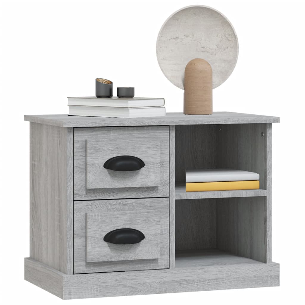 Grey Sonoma Bedside Cabinet - 60x35.5x45 cm, Elegant Wood Finish