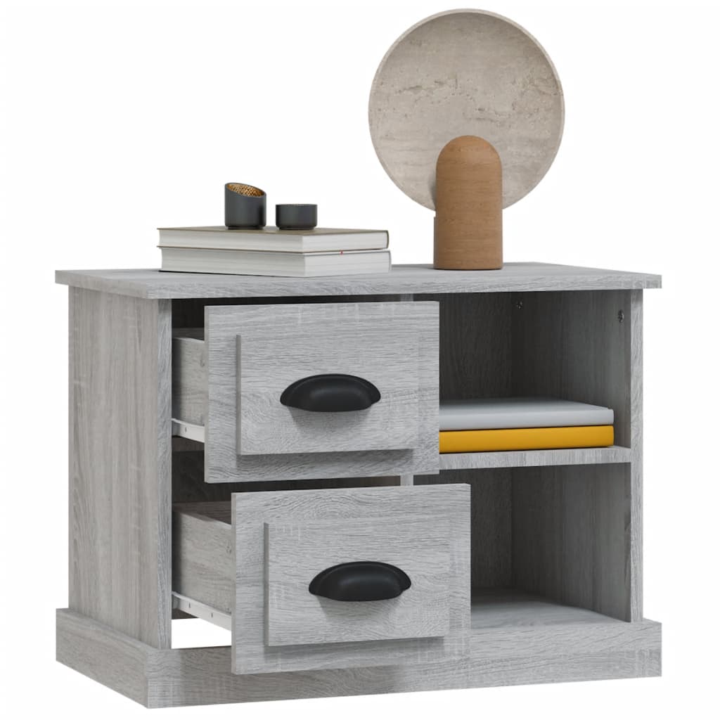 Grey Sonoma Bedside Cabinet - 60x35.5x45 cm, Elegant Wood Finish