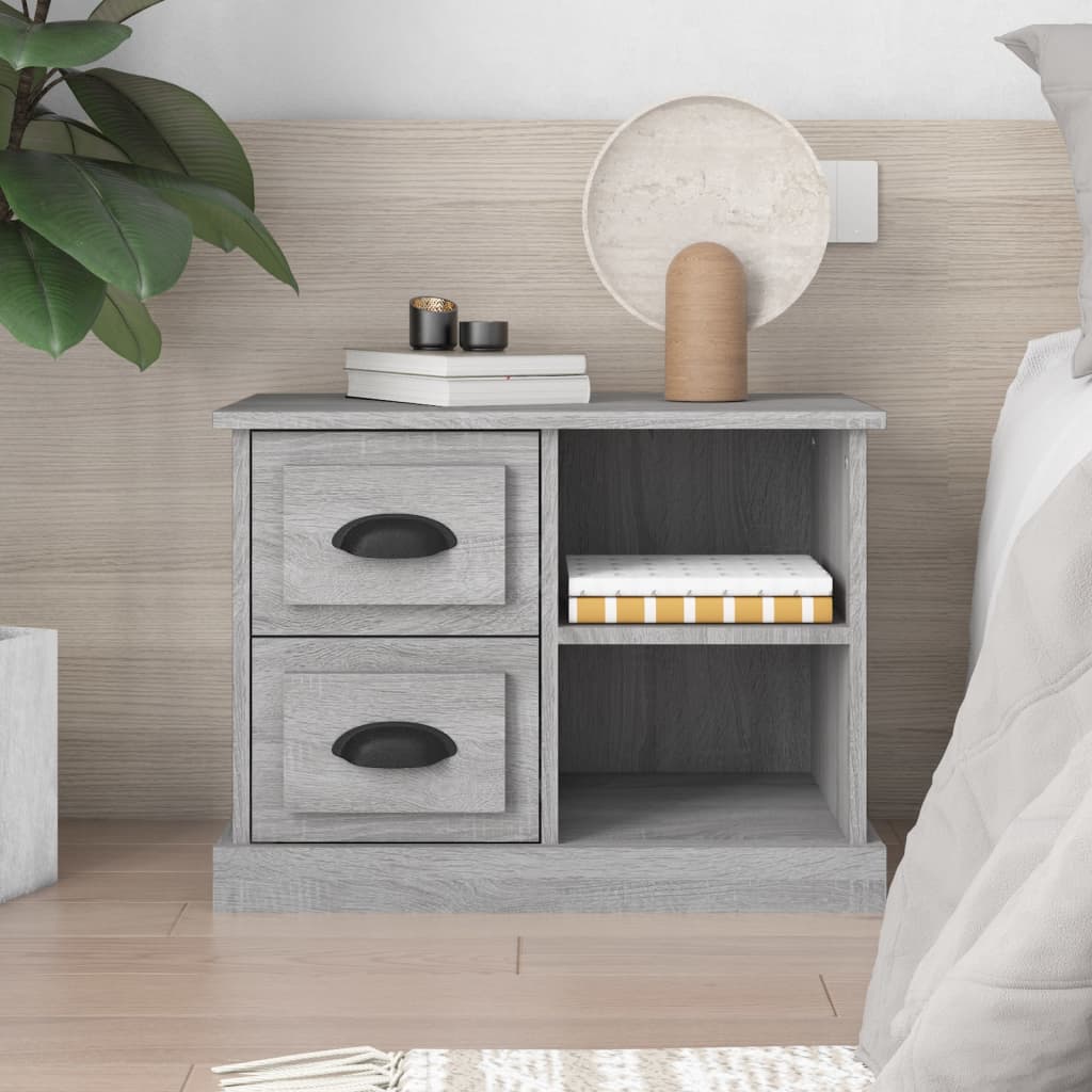 Grey Sonoma Bedside Cabinet - 60x35.5x45 cm, Elegant Wood Finish