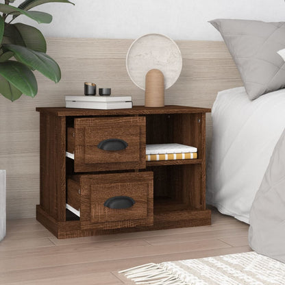 Brown Oak Bedside Cabinet 60x35.5x45 cm - Stylish & Durable