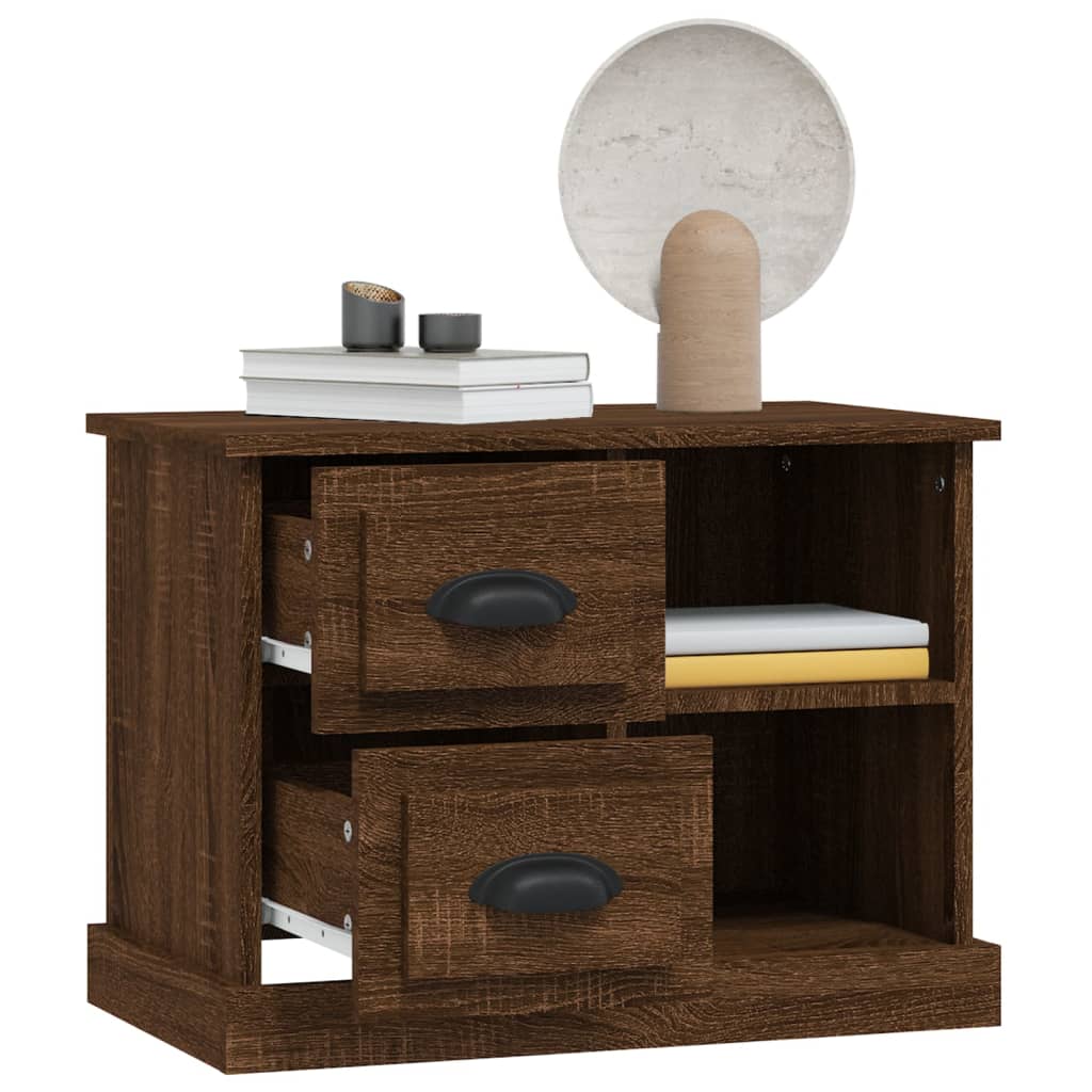 Brown Oak Bedside Cabinet 60x35.5x45 cm - Stylish & Durable