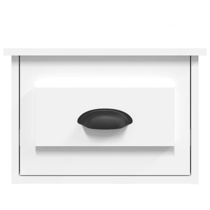 White Wall-Mounted Bedside Cabinet 41.5x36x28cm - Modern Design