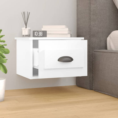 White Wall-Mounted Bedside Cabinets Set of 2 - 41.5x36x28cm