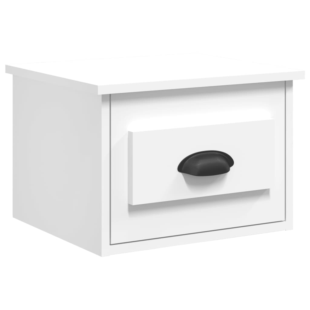 White Wall-Mounted Bedside Cabinets Set of 2 - 41.5x36x28cm