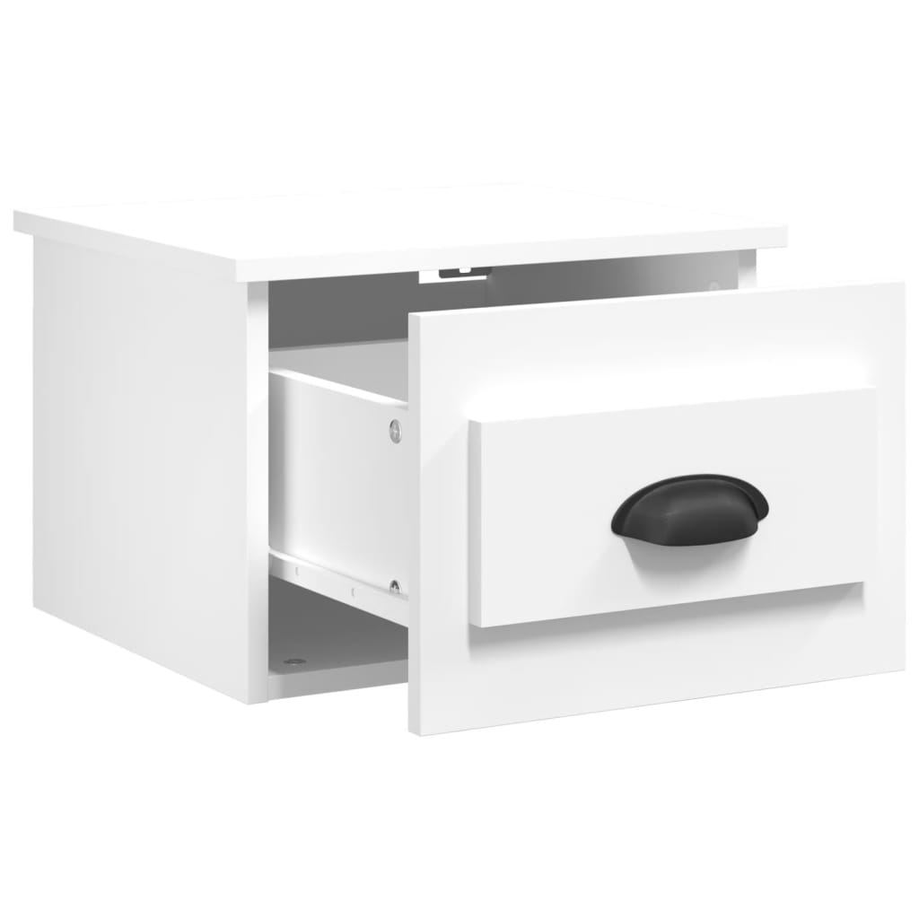 White Wall-Mounted Bedside Cabinets Set of 2 - 41.5x36x28cm