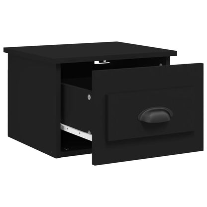 Sleek Black Wall-Mounted Bedside Cabinet - 41.5x36x28cm