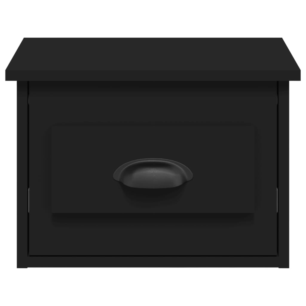 Sleek Black Wall-Mounted Bedside Cabinet - 41.5x36x28cm
