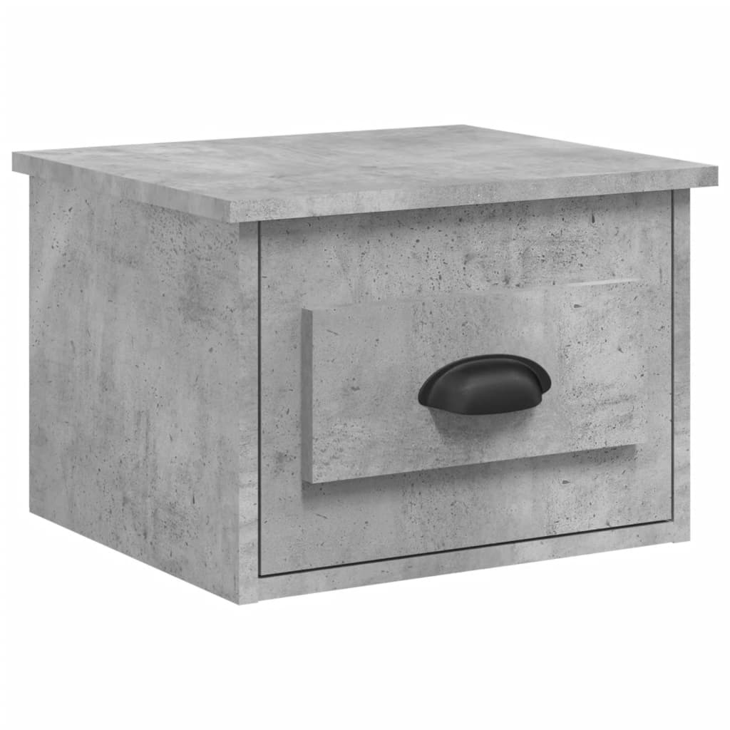Concrete Grey Wall-Mounted Bedside Cabinet 41.5x36x28cm