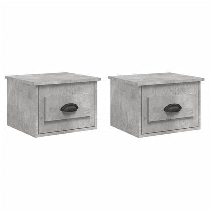 2-Piece Concrete Grey Wall-Mounted Bedside Cabinets 41.5x36x28cm
