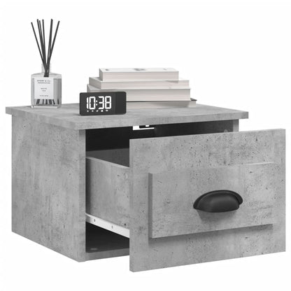2-Piece Concrete Grey Wall-Mounted Bedside Cabinets 41.5x36x28cm
