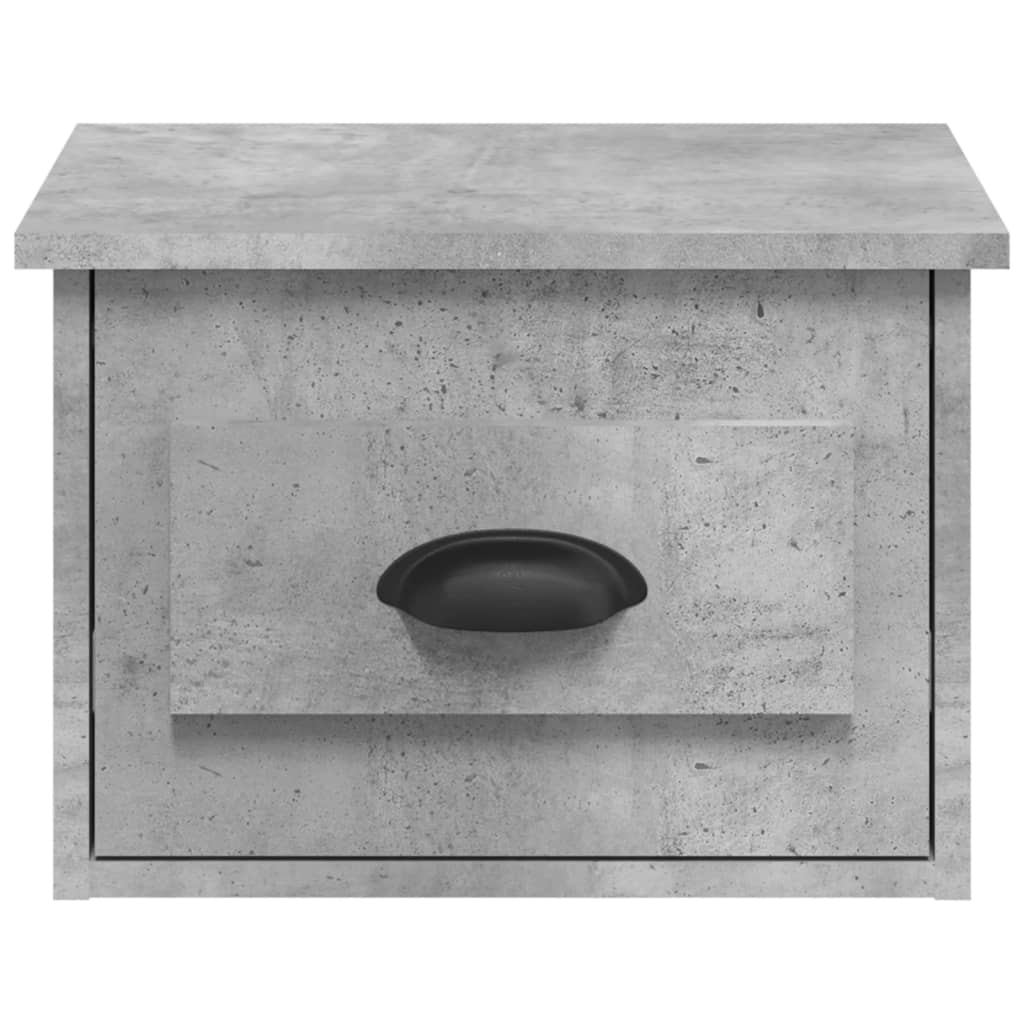 2-Piece Concrete Grey Wall-Mounted Bedside Cabinets 41.5x36x28cm