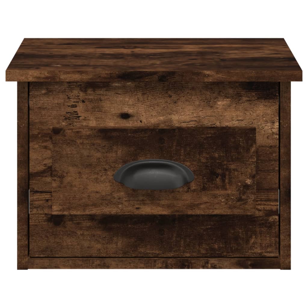 Smoked Oak Wall-Mounted Bedside Cabinet, 41.5x36x28cm