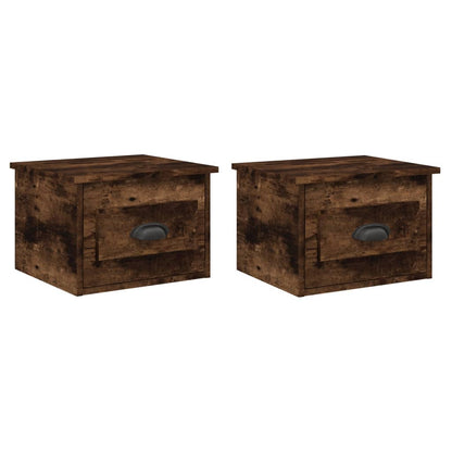 Wall-Mounted Bedside Cabinets, 2-Piece Set, Smoked Oak, 41.5x36x28cm