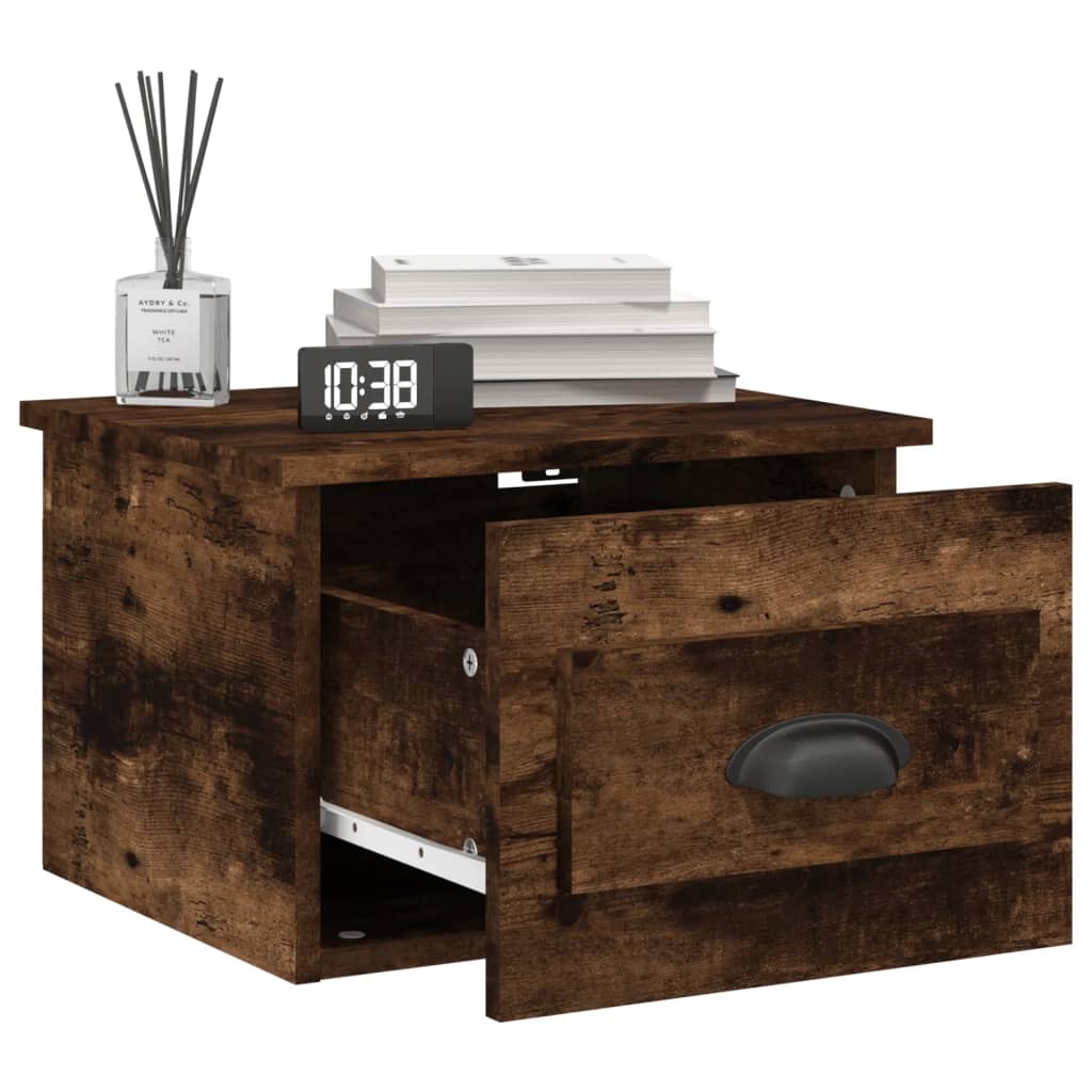 Wall-Mounted Bedside Cabinets, 2-Piece Set, Smoked Oak, 41.5x36x28cm