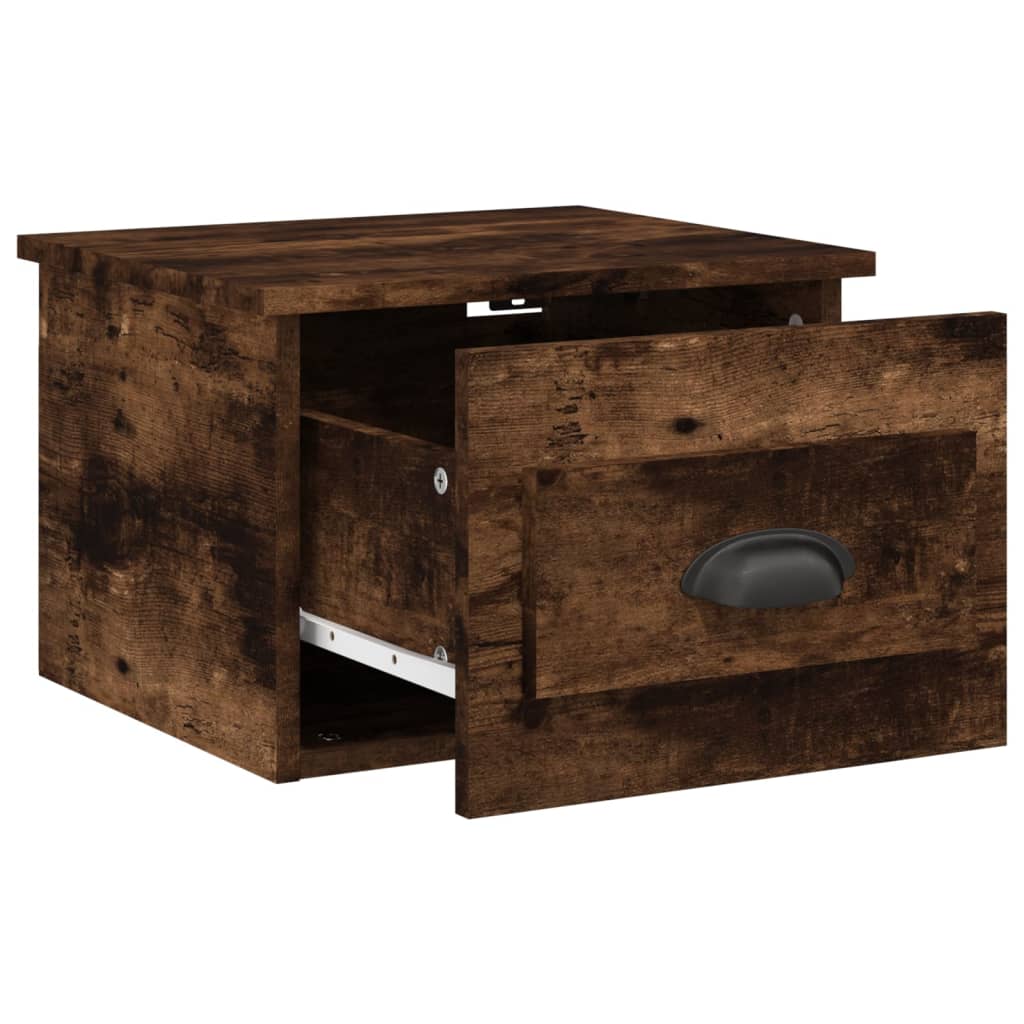 Wall-Mounted Bedside Cabinets, 2-Piece Set, Smoked Oak, 41.5x36x28cm