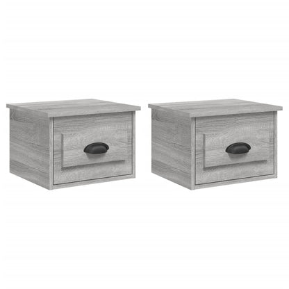 Grey Sonoma Wall-Mounted Bedside Cabinets - Set of 2, 41.5x36x28 cm