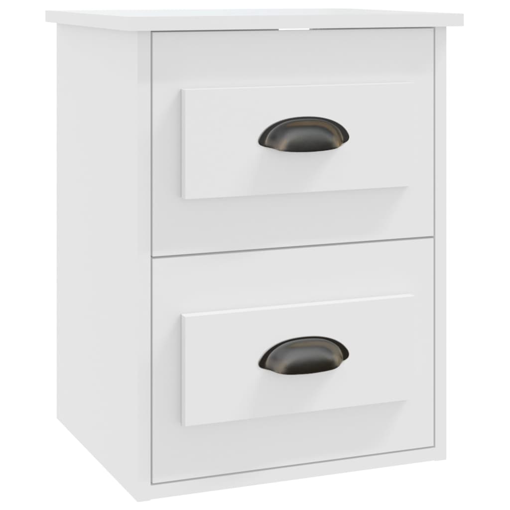 White Wall-Mounted Bedside Cabinet - Stylish Space Saver (41.5x36x53cm)