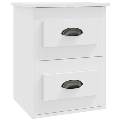 White Wall-Mounted Bedside Cabinet - Stylish Space Saver (41.5x36x53cm)