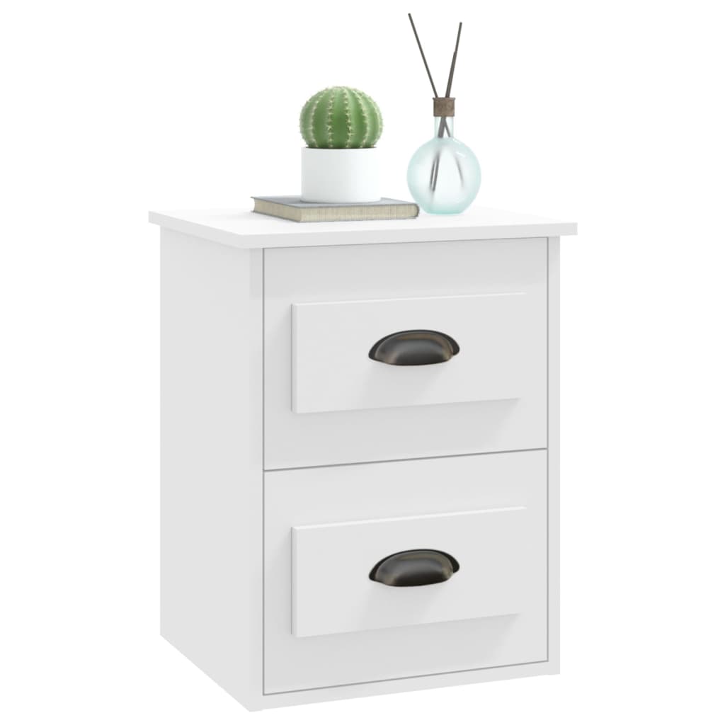 White Wall-Mounted Bedside Cabinet - Stylish Space Saver (41.5x36x53cm)