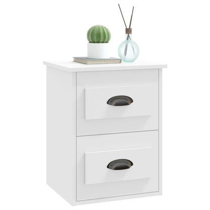 White Wall-Mounted Bedside Cabinet - Stylish Space Saver (41.5x36x53cm)