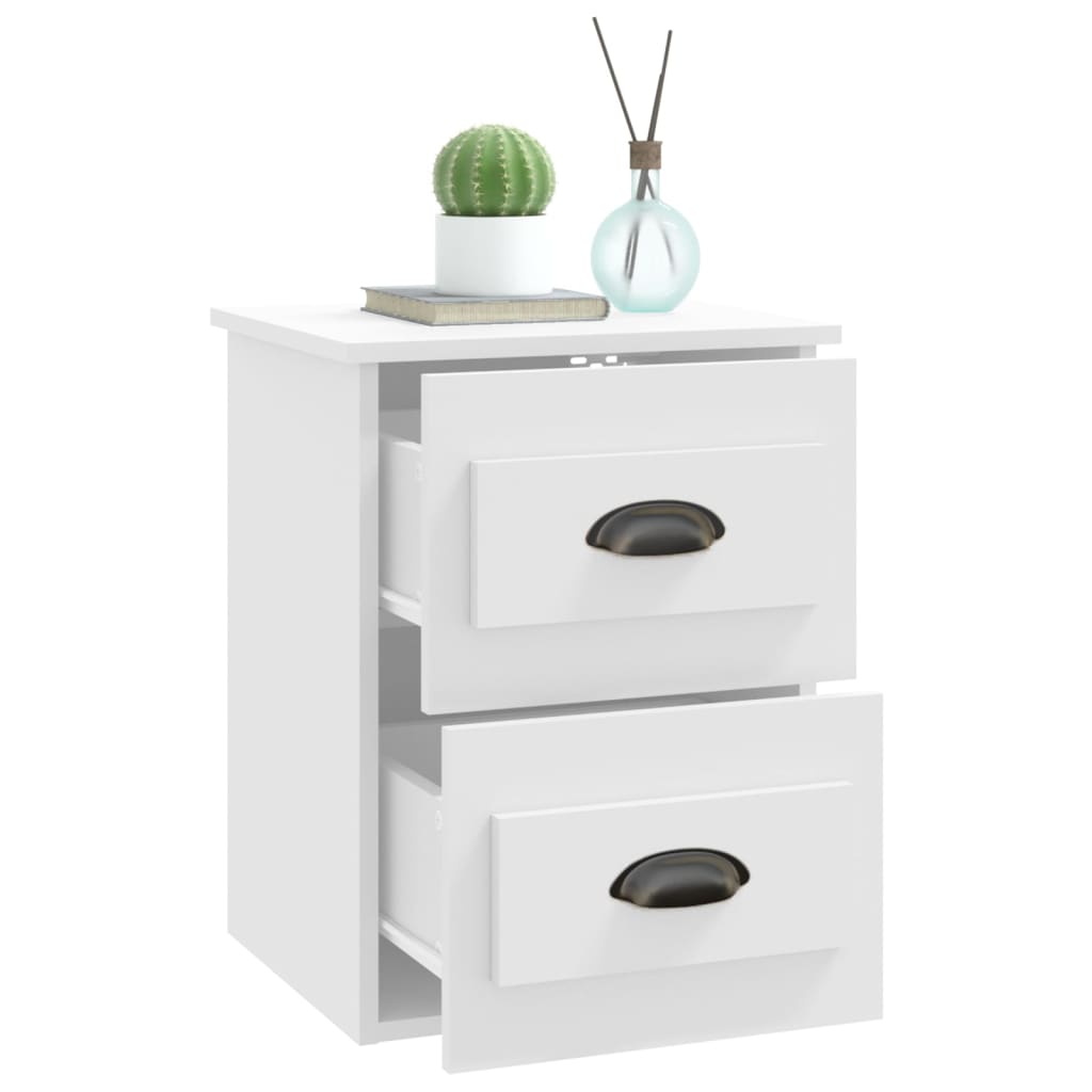 White Wall-Mounted Bedside Cabinet - Stylish Space Saver (41.5x36x53cm)