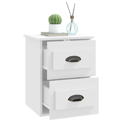 White Wall-Mounted Bedside Cabinet - Stylish Space Saver (41.5x36x53cm)