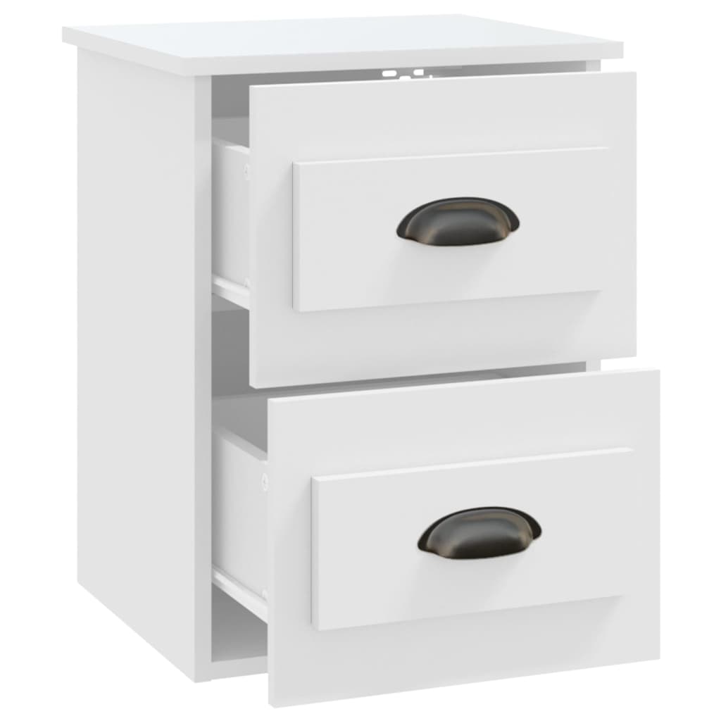White Wall-Mounted Bedside Cabinet - Stylish Space Saver (41.5x36x53cm)