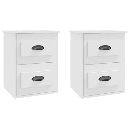 Wall-Mounted Bedside Cabinets Set, White, 41.5x36x53cm, Modern Design