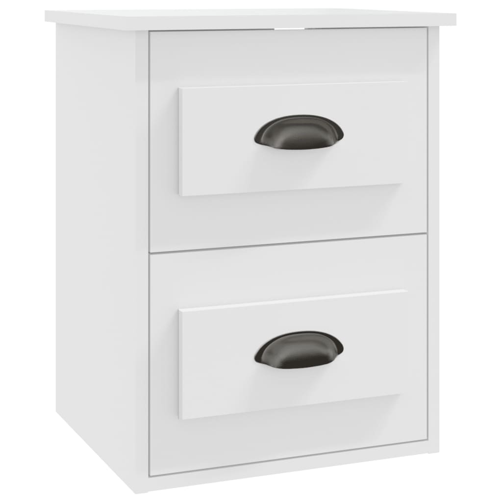 Wall-Mounted Bedside Cabinets Set, White, 41.5x36x53cm, Modern Design