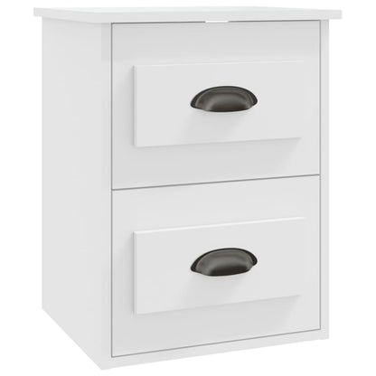 Wall-Mounted Bedside Cabinets Set, White, 41.5x36x53cm, Modern Design