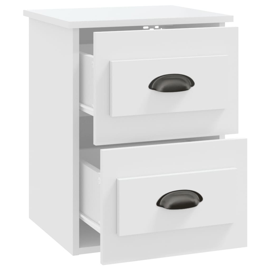 Wall-Mounted Bedside Cabinets Set, White, 41.5x36x53cm, Modern Design