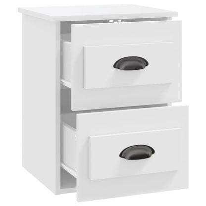 Wall-Mounted Bedside Cabinets Set, White, 41.5x36x53cm, Modern Design