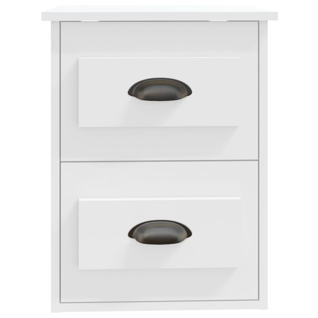 Wall-Mounted Bedside Cabinets Set, White, 41.5x36x53cm, Modern Design