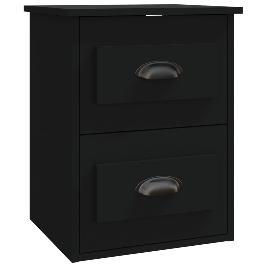 Black Wall-Mounted Bedside Cabinets Set of 2 - Modern Style 41.5x36x53cm