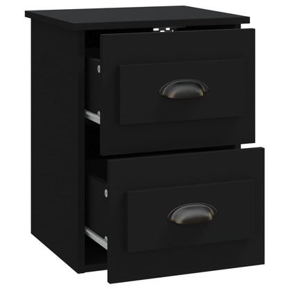 Black Wall-Mounted Bedside Cabinets Set of 2 - Modern Style 41.5x36x53cm