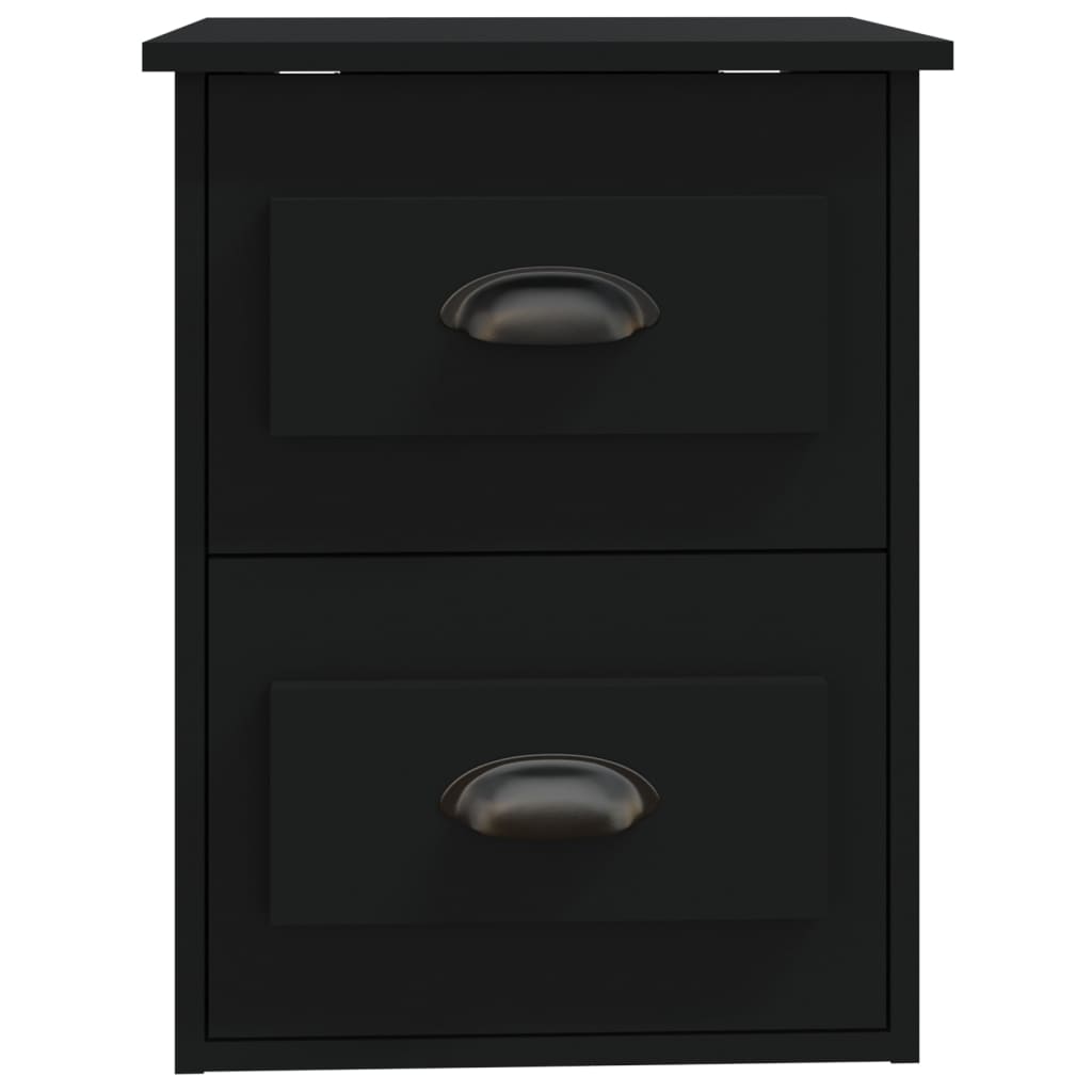 Black Wall-Mounted Bedside Cabinets Set of 2 - Modern Style 41.5x36x53cm