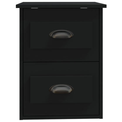 Black Wall-Mounted Bedside Cabinets Set of 2 - Modern Style 41.5x36x53cm