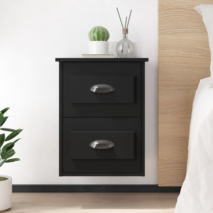 Black Wall-Mounted Bedside Cabinets Set of 2 - Modern Style 41.5x36x53cm