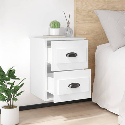 Sleek Wall-Mounted High Gloss White Bedside Cabinet 41.5x36x53cm