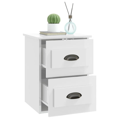 Sleek Wall-Mounted High Gloss White Bedside Cabinet 41.5x36x53cm