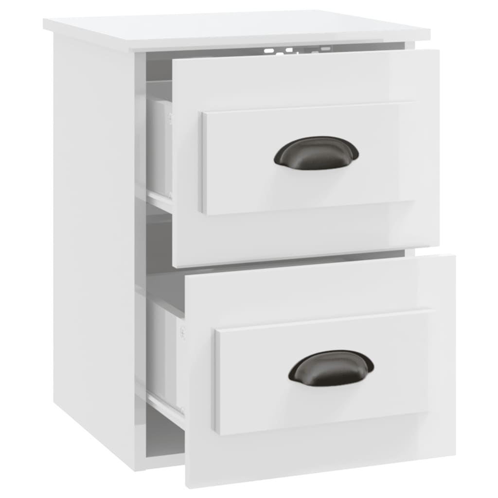 Sleek Wall-Mounted High Gloss White Bedside Cabinet 41.5x36x53cm