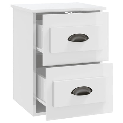Sleek Wall-Mounted High Gloss White Bedside Cabinet 41.5x36x53cm