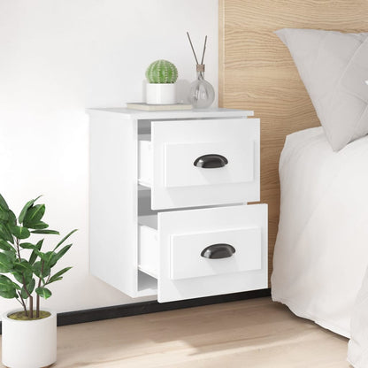 High Gloss White Wall-Mounted Bedside Cabinets, Set of 2 - 41.5x36x53cm