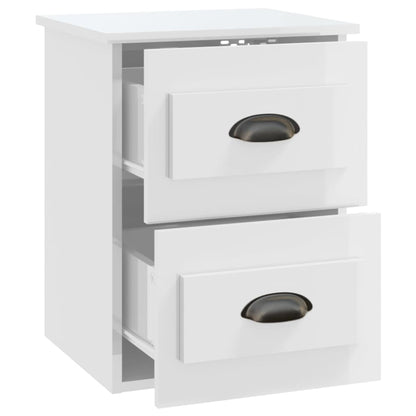 High Gloss White Wall-Mounted Bedside Cabinets, Set of 2 - 41.5x36x53cm