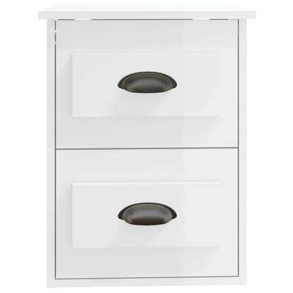 High Gloss White Wall-Mounted Bedside Cabinets, Set of 2 - 41.5x36x53cm