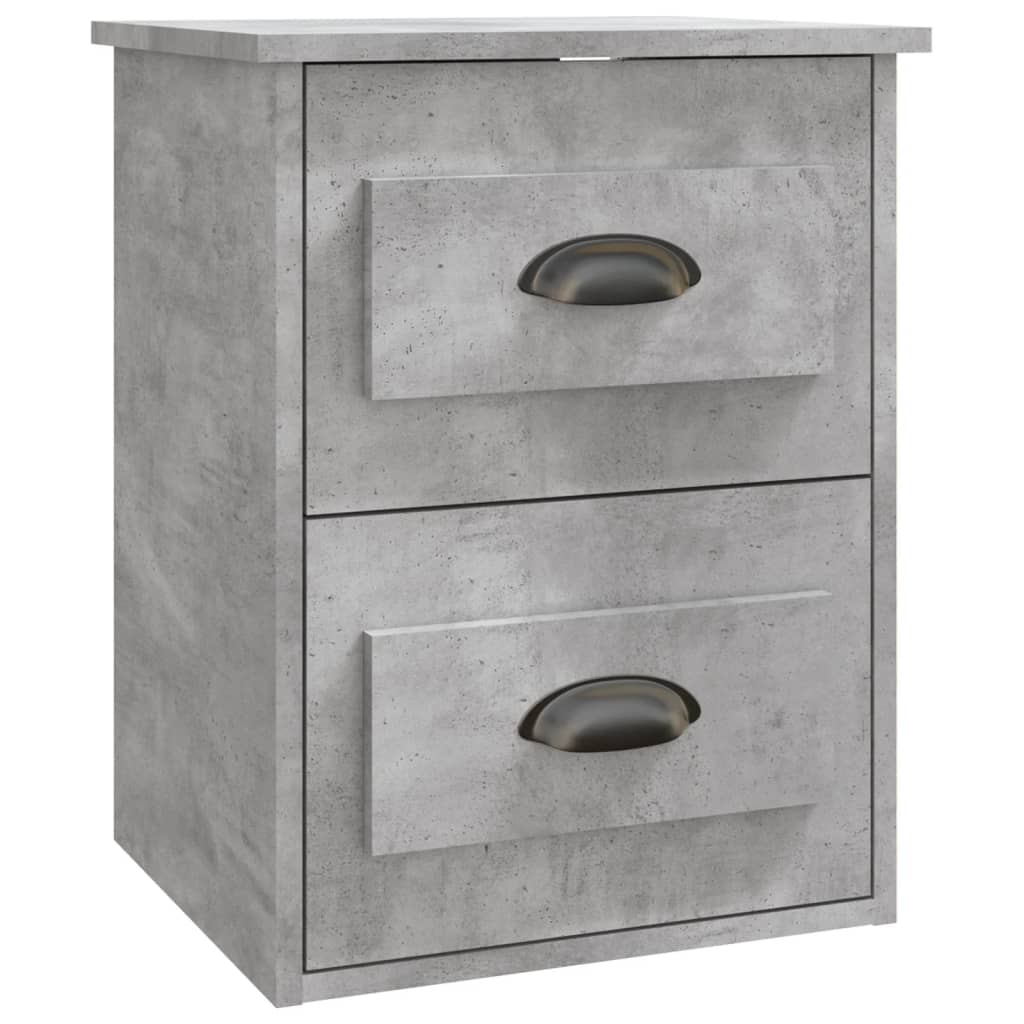 Wall-Mounted Bedside Cabinet, Concrete Grey, 41.5x36x53cm